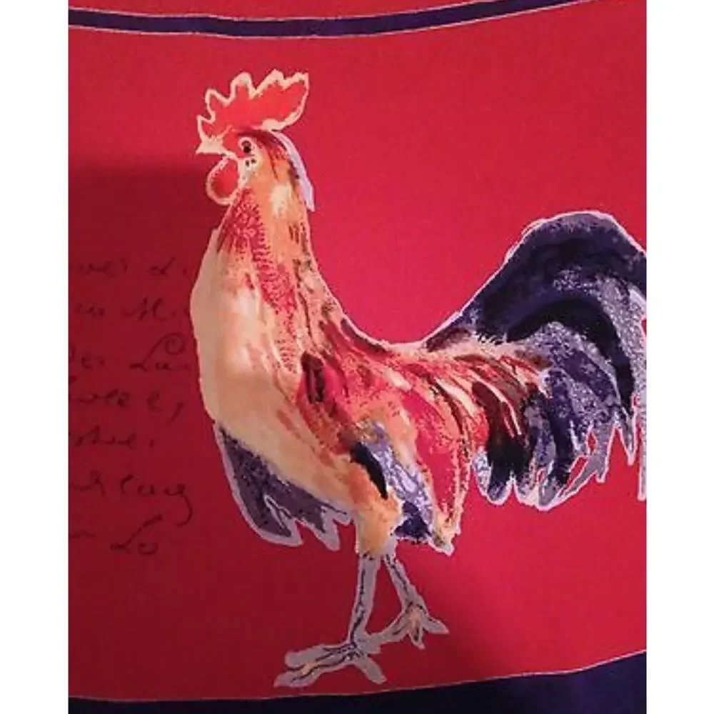 Williams Sonoma Red French Script Rooster 100% Cotton 70